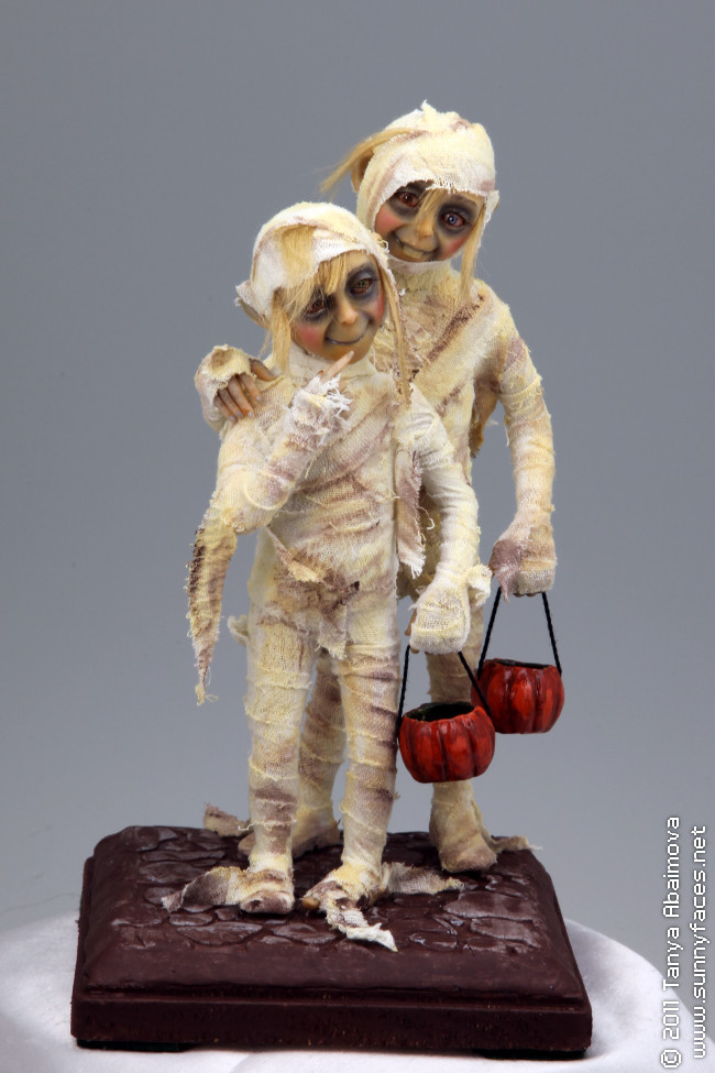Shy Trick-O-Treaters - One-Of-A-Kind Doll by Tanya Abaimova. Creatures Gallery 
