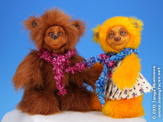 A Bear Pair - You Are My Sunshine - One-Of-A-Kind Doll by Tanya Abaimova. Soft Sculptures Gallery 