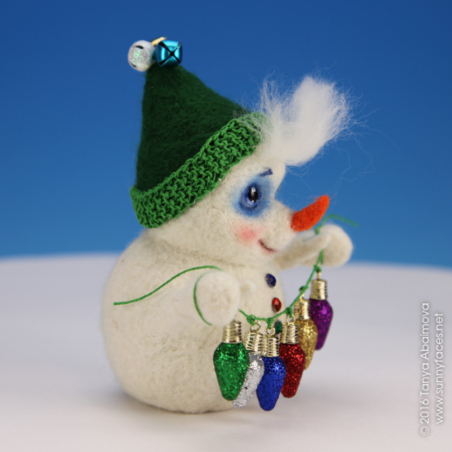 Snowman With Christmas Lights - One-Of-A-Kind Doll by Tanya Abaimova. Soft Sculptures Gallery 