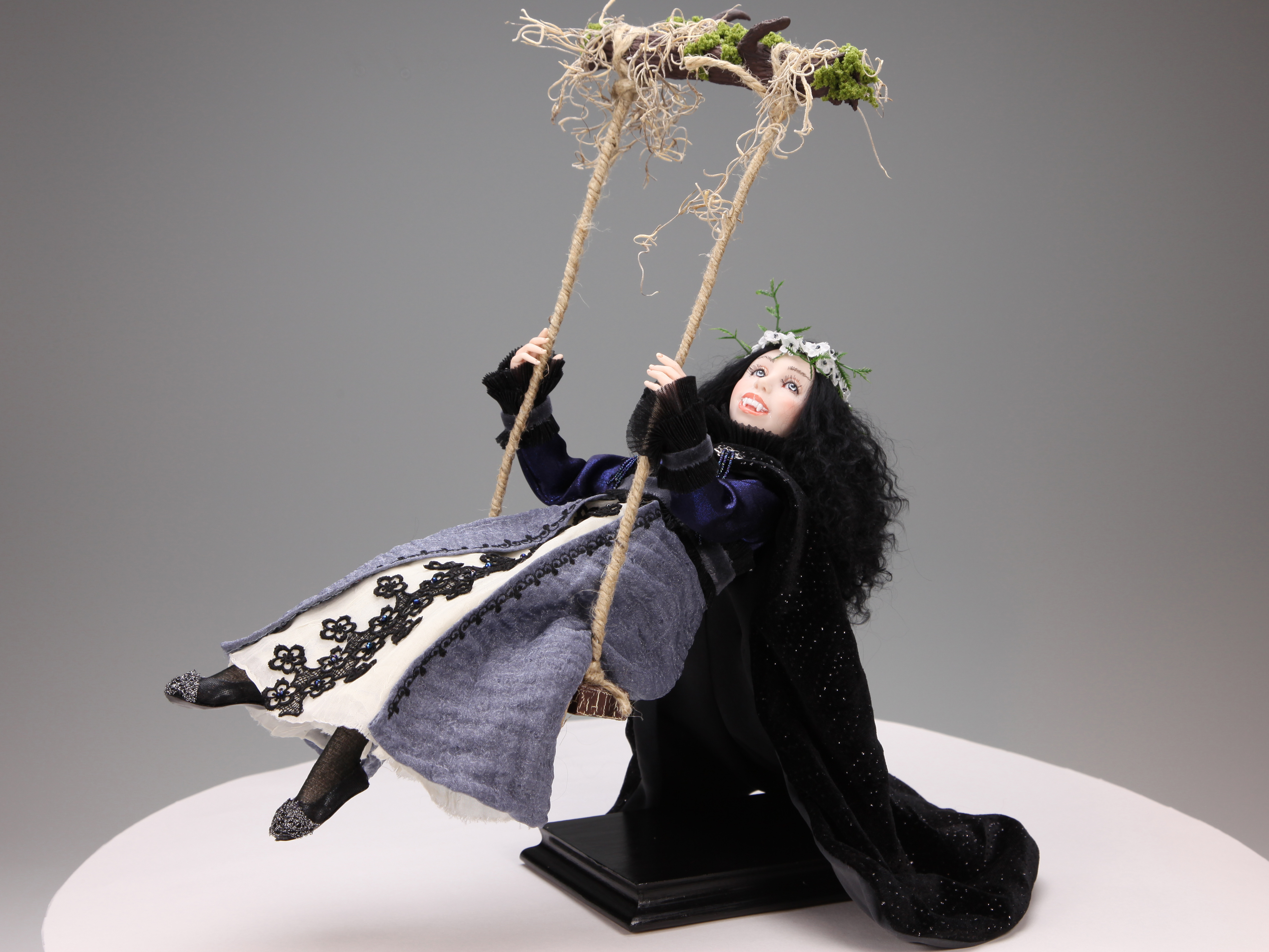Swings Under The Moon - One-of-a-kind Art Doll by Tanya Abaimova