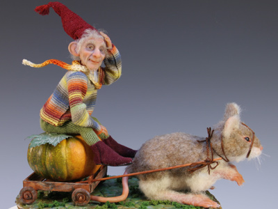 Pumpkin Ride - One-of-a-kind Art Doll by Tanya Abaimova