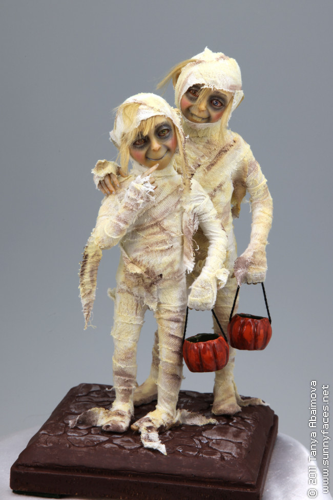 Shy Trick-O-Treaters - One-Of-A-Kind Doll by Tanya Abaimova. Creatures Gallery 