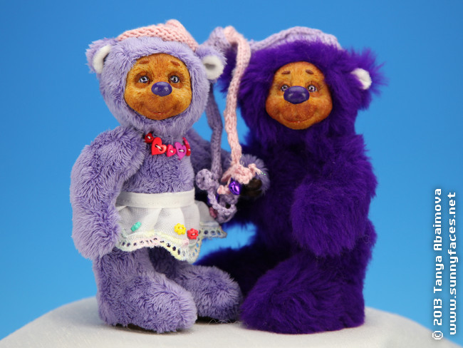 A Bear Pair - Sam and Samantha - One-Of-A-Kind Doll by Tanya Abaimova. Soft Sculptures Gallery 