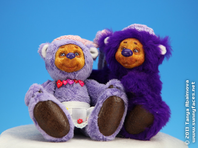 A Bear Pair - Sam and Samantha - One-Of-A-Kind Doll by Tanya Abaimova. Soft Sculptures Gallery 