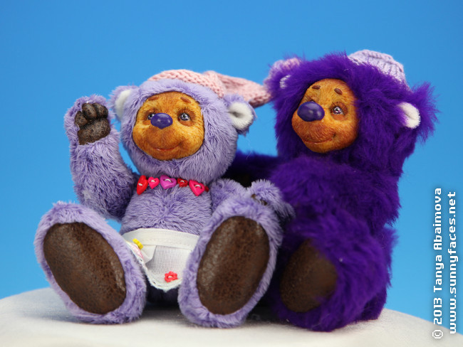 A Bear Pair - Sam and Samantha - One-Of-A-Kind Doll by Tanya Abaimova. Soft Sculptures Gallery 