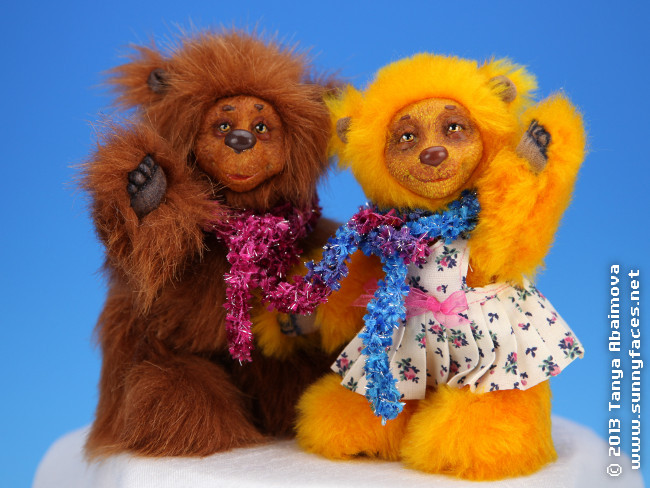 A Bear Pair - You Are My Sunshine - One-Of-A-Kind Doll by Tanya Abaimova. Soft Sculptures Gallery 