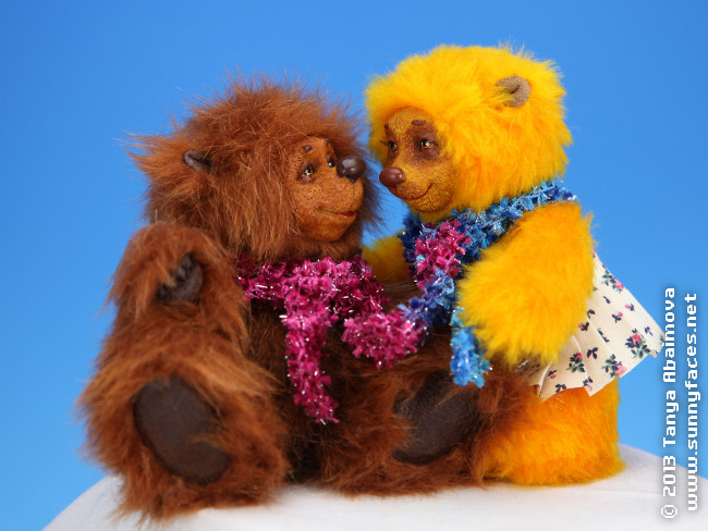 A Bear Pair - You Are My Sunshine - One-Of-A-Kind Doll by Tanya Abaimova. Soft Sculptures Gallery 