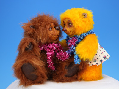 A Bear Pair - You Are My Sunshine - One-of-a-kind Art Doll by Tanya Abaimova