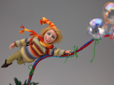 Riding The Bubbles - One-of-a-kind Art Doll by Tanya Abaimova