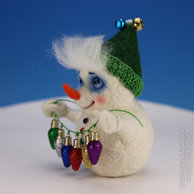 Snowman With Christmas Lights - One-Of-A-Kind Doll by Tanya Abaimova. Soft Sculptures Gallery 