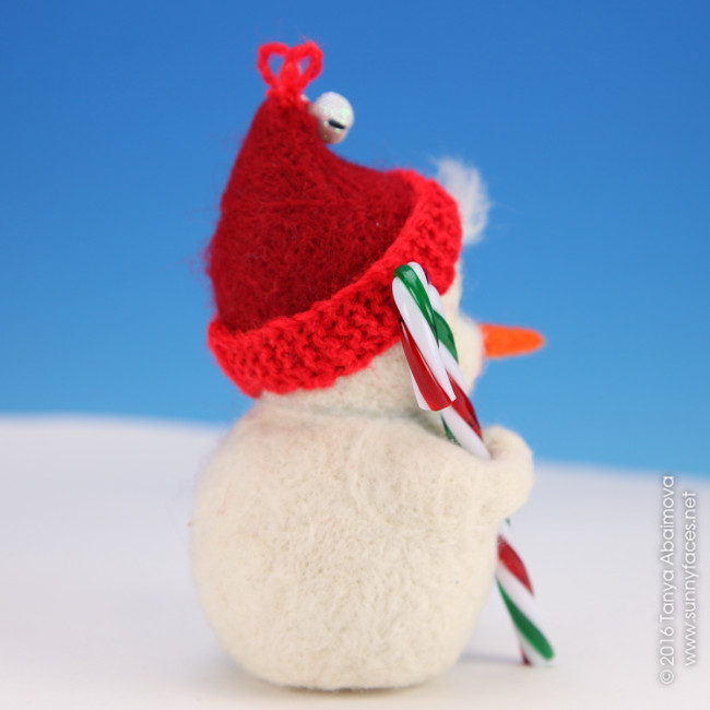 Snowman With Candy Cane - One-Of-A-Kind Doll by Tanya Abaimova. Soft Sculptures Gallery 